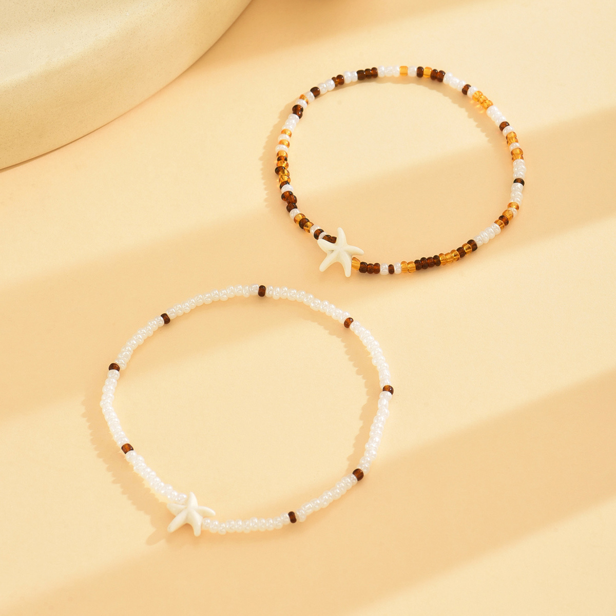 2pc Women's Summer Bohemian Seed Bead Bracelet Set
